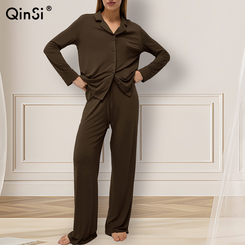 Modal Loungewear Pajama for Women Set Long Sleeve Female Pijama Autumn Home Suit Women's Sleepwear Modal Cotton Pajama Set Knit