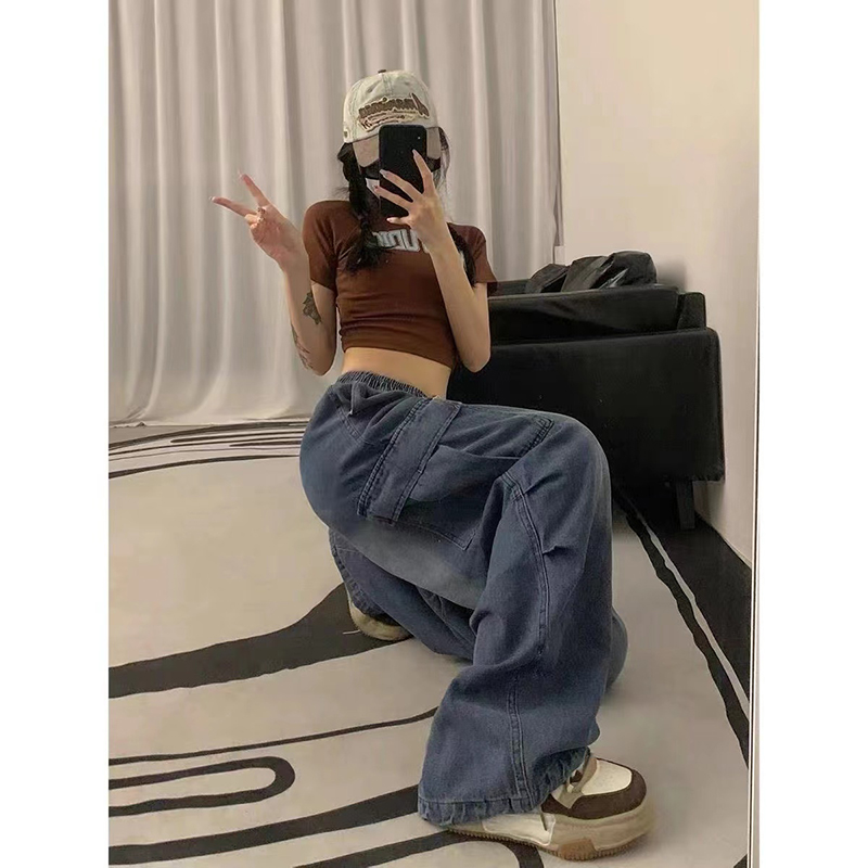Custom OEM Manufacturer Vintage Pockets High Waist Streetwear Baggy Casual Ladies Long Parachute Cargo Pant for Women Trousers