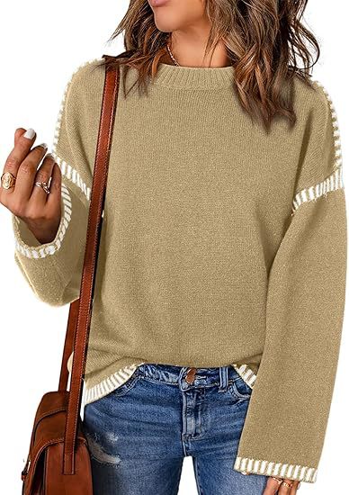 2025 Women's Knitted Sweater Casual Crew Neck Oversized Pullover Wool Sweaters Long Sleeve for Women Sweater