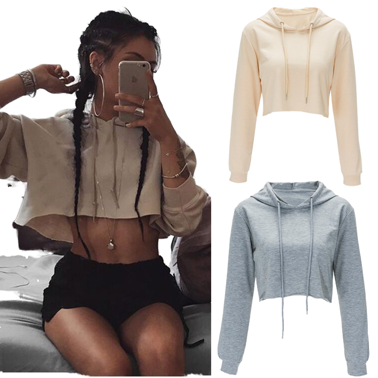 Women's Cotton Blend Lightweight Breathable French Terry Hoodie Custom Logo Crop Top for Summer &amp; Spring Casual Autumn Style