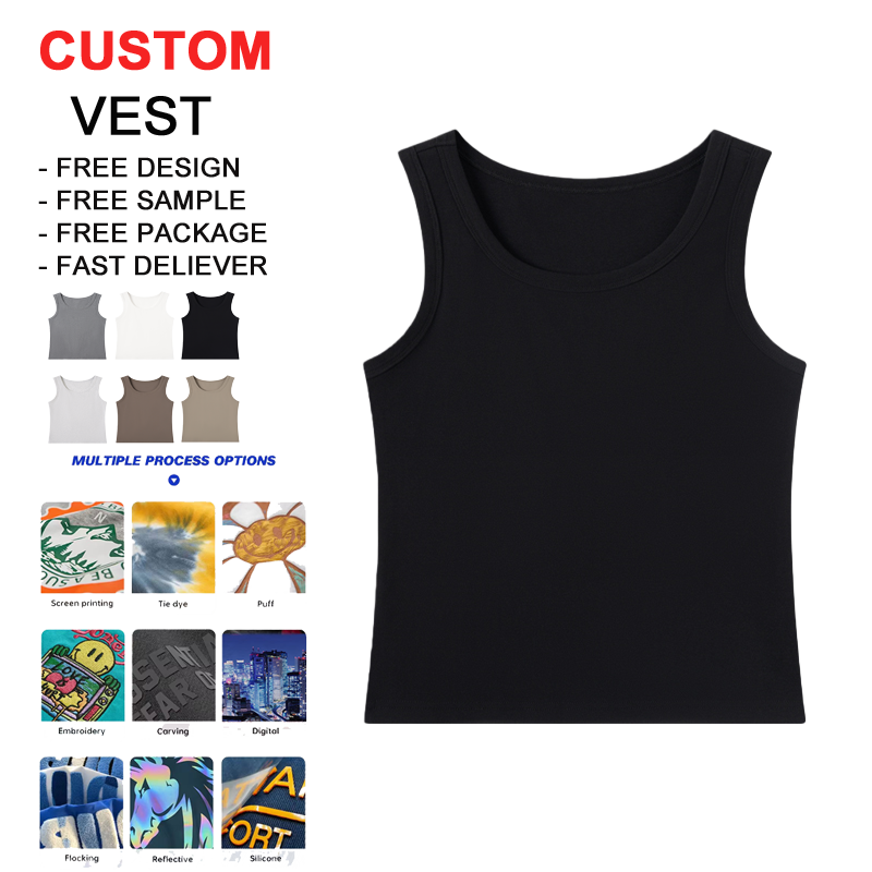 Women's Comfort Slim Fit Short Sleeveless O-Neck Tank Tops 220GSM Cotton Spandex Blend Breathable Knitted Casual Custom Vest