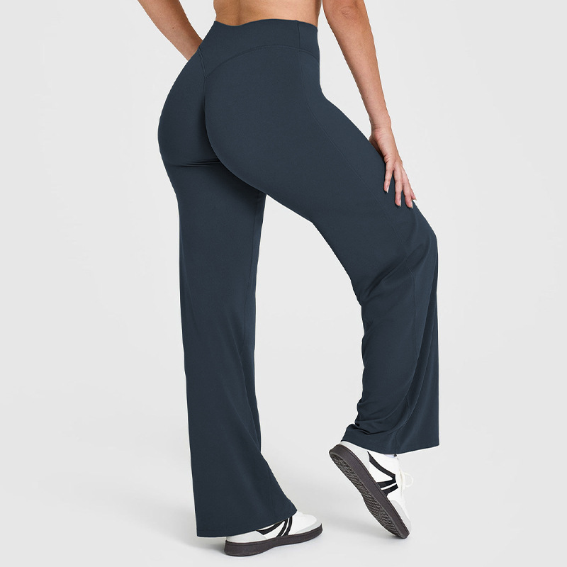 Active Wear Fitness Women Yoga Pants Wide Leg Gym Leggings High Waisted Butt Lifting Flared Yoga Leggings Solid Pattern