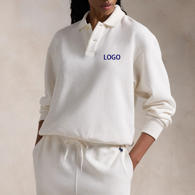 DUOLLB Women's Chic Long Sleeve Polo Sweatshirt Hoodie New Fashion LOGO Top With Plus Size Feature for Winter Spring/Autumn