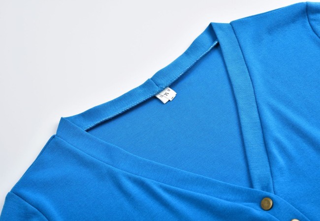 Women's V-Neck Button Down Knitwear Long Sleeve Soft Basic Knit Snap Women Cardigan Sweater A396