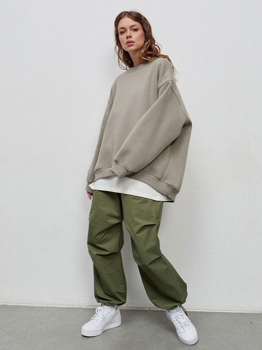 Women's Hoodies Sweatshirts Autumn New Street Style Oversize Fleece Pullover Sweater Solid Loose Oversized Hoodie