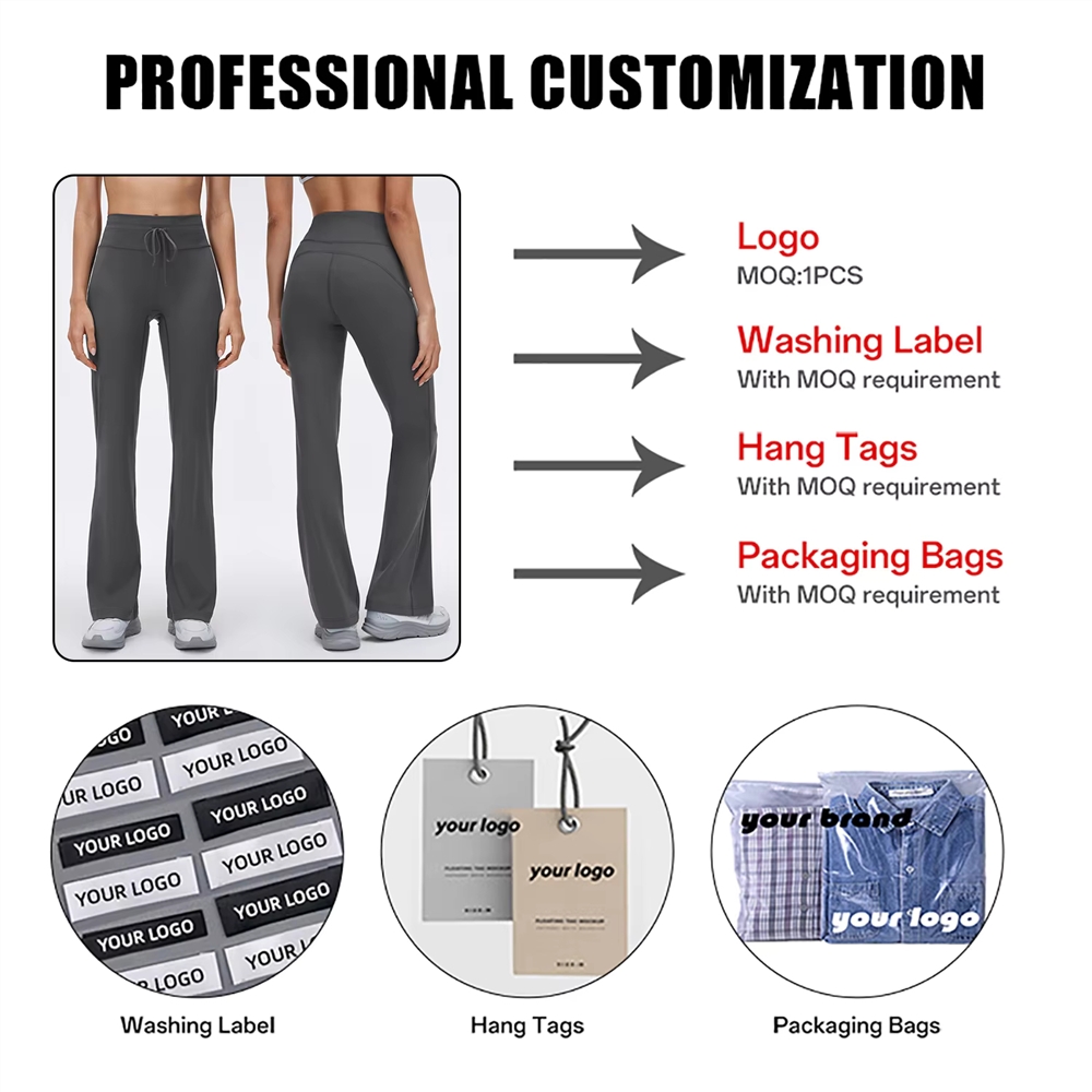 New Trendy High Waist Tummy Control Spandex/Nylon Flared Pants Casual Long Women's Running Slimming Yoga Fitness Pants