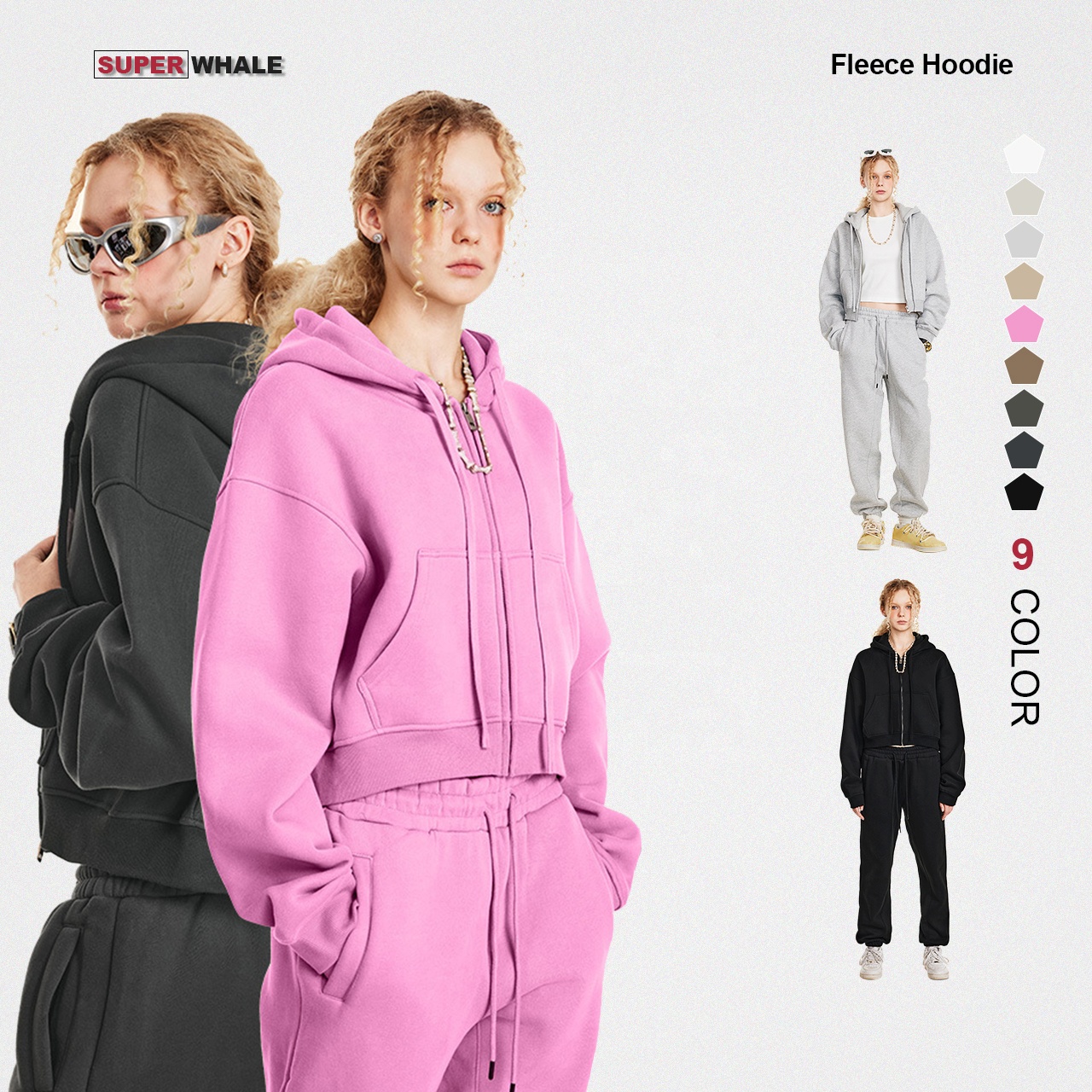 Custom logo Crop Tops Women Hoodie Screen Print Long Sleeve Blank Thick Crop Zip up Hoodie