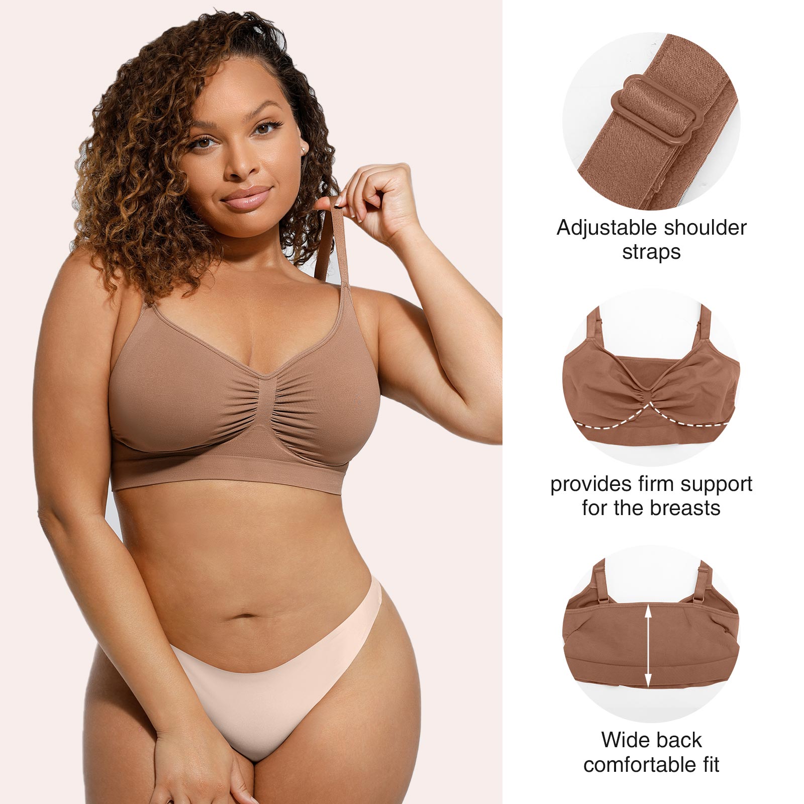 Hexin Wholesale Custom Adjustable Unlined Big Bra Hide Back Fat Wireless Women Seamless T-shirt Bra Shapewear Bra For Women