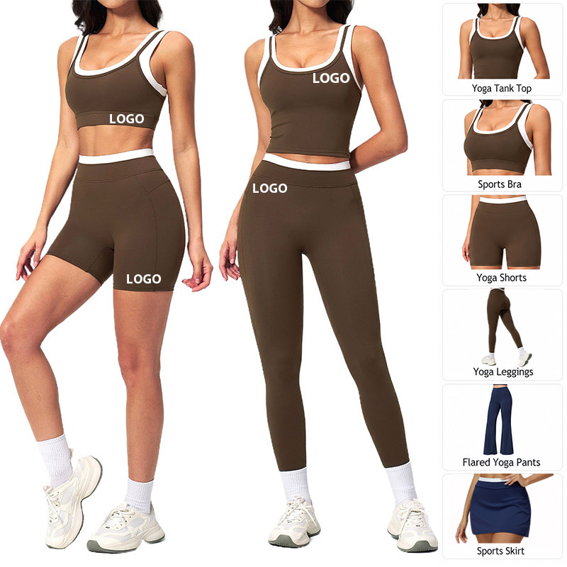 Custom Yoga Sets for Women Butt Lift Leggings Workout Running Activewear Gym Wear Yoga Jacket Set Seamless Short Yoga Set