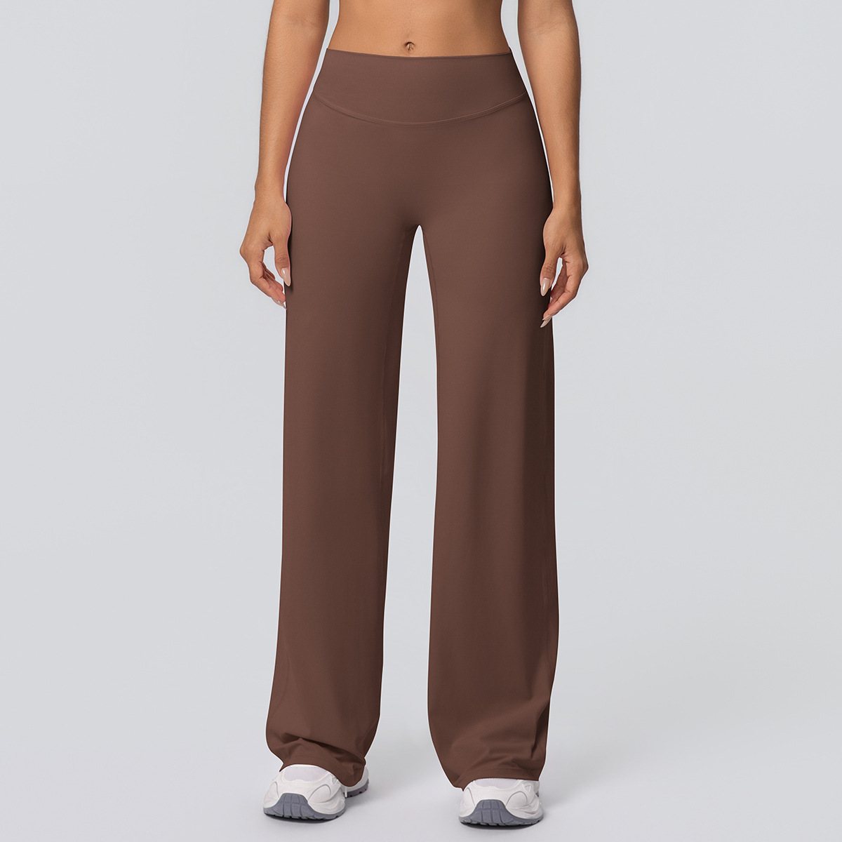 Women's New Double Brushed Solid Color High Waist Loose Breathable Yoga Wide Leg Pants, Running Fitness Flared Pants