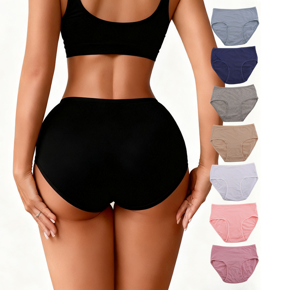 Women's Plus-Size High-Waist Maternity Thong-Style Solid Embroidered Panties Pure Cotton Anti-Bacterial Thin ODM