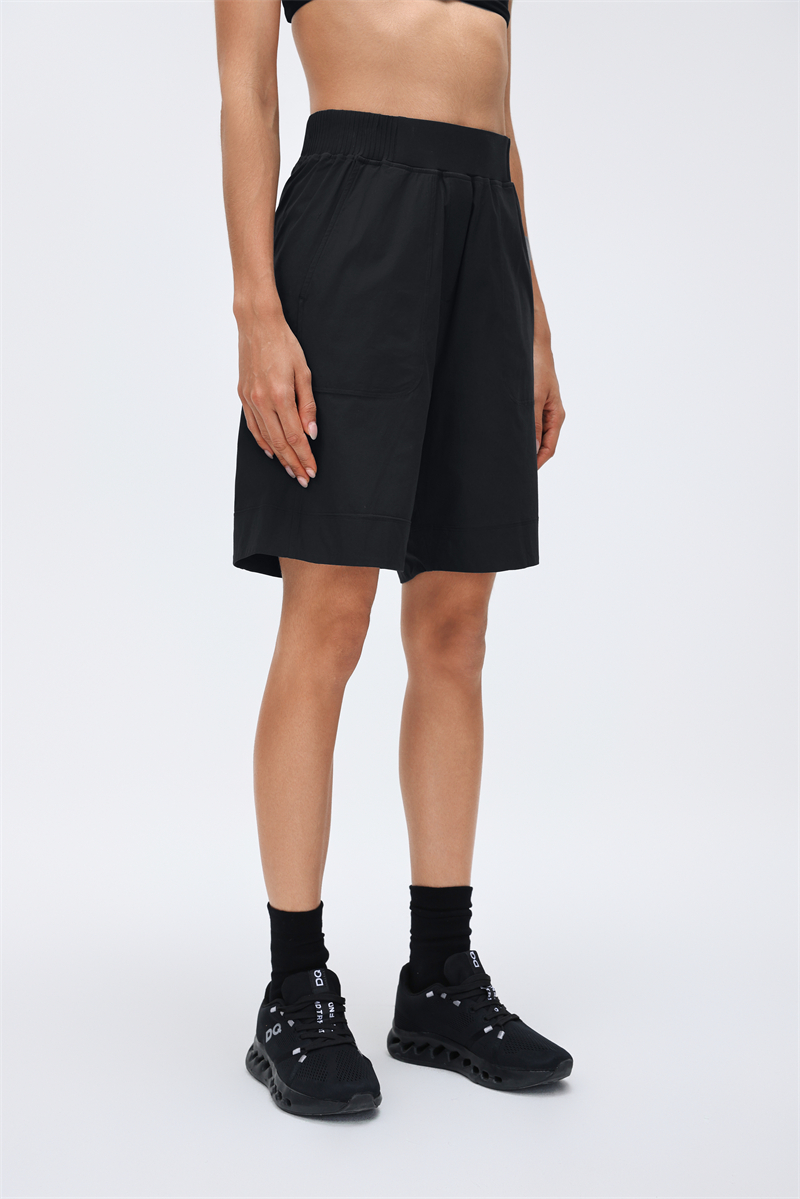 Women's High Waist Solid Loose Knee Length Yoga Quick Dry Fitness Running Tennis Short Pants with Pockets Gym Training 2026