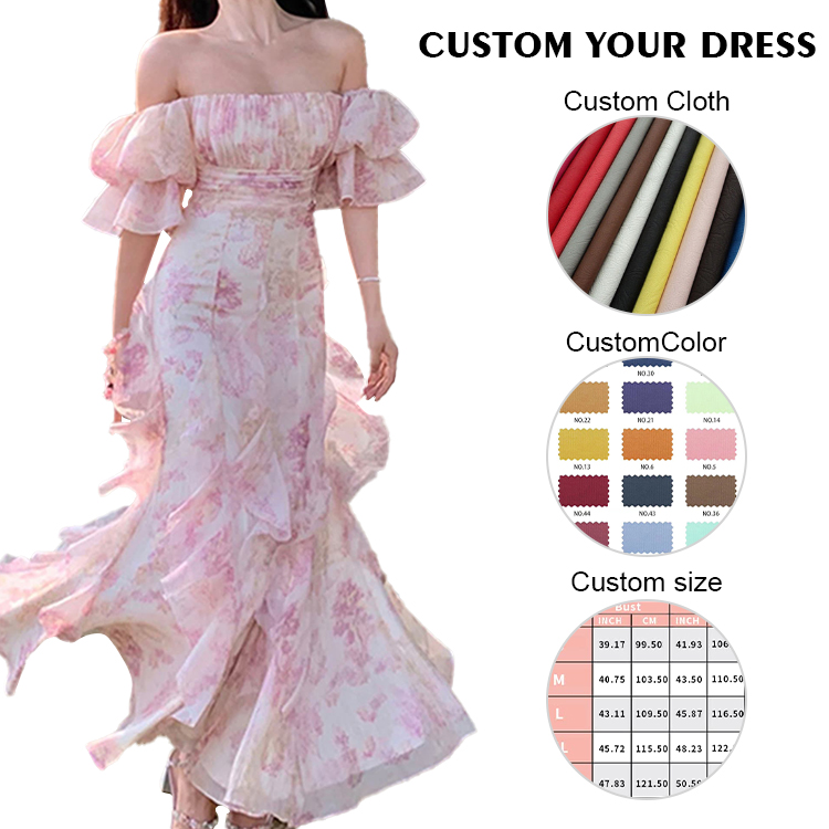 Fashion Summer New Arrivals Formal Knitted Custom Ladies Dress for Womens Clothing Lady Elegant Floral Women's Casual Dresses