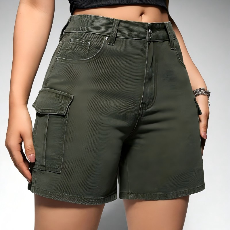 Customized Best-Selling Women's Green Fashionable High-Quality Sexy Slim-Fit Denim Shorts 100%Cotton Jeans Shorts