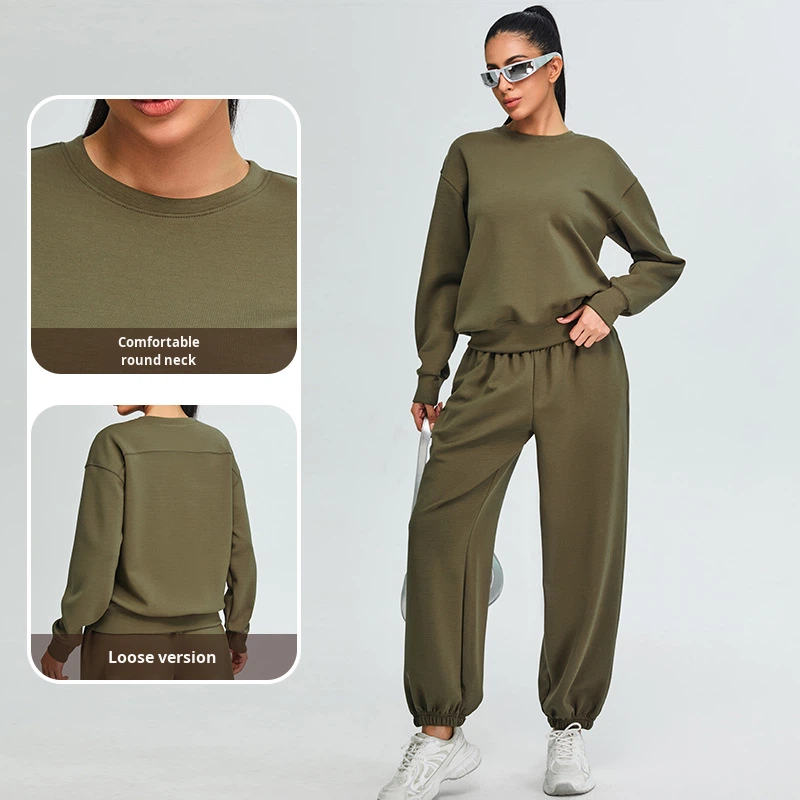 2025 Fall Winter Spandex/Nylon Lounge Set Women Loose Fit Breathable Hoodie Yoga Outfit Front Soft Comfortable Casual Sportswear