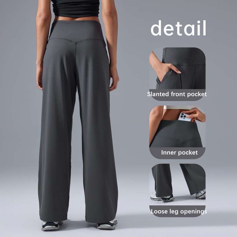 Xsunwing Custom Logo Yoga Pants Women High Waist Wide Leg Sports Casual Pants Running Wholesale Gymwear Fitness Clothing WD25101