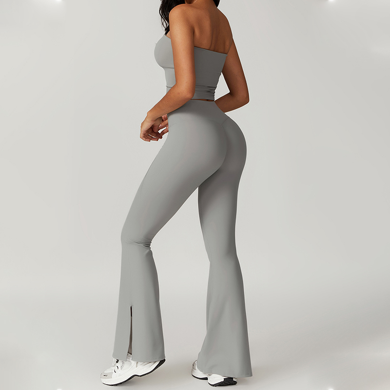 Custom High Quality Women's Activewear, Breathable Sports Bra &amp; Flared Pants 2 Piece Yoga Set, Gym Fitness Workout Suit