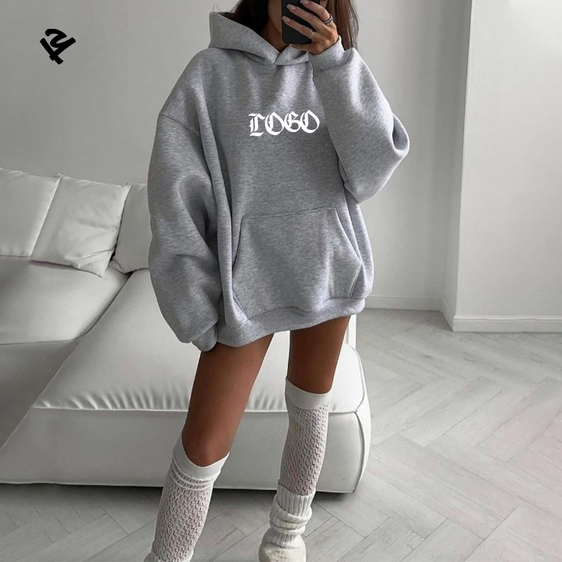 F240549 Custom Hoodies for Women Trendy Oversized Long Sleeve Pullover Sweatshirts Casual Streetwear Fall 2026 Women Clothes