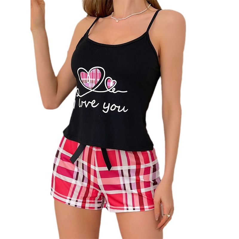 2026 Women's Summer Loungewear Set Home Clothing Women's Summer Sleeveless Letter Printing Pajamas Set