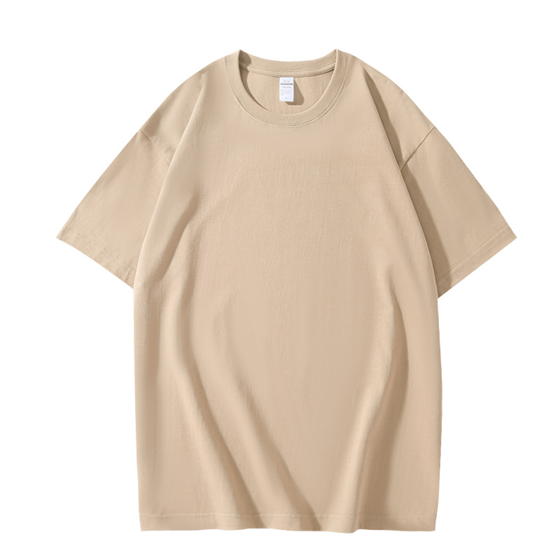 Heavyweight Breathable 100% Cotton Short Sleeve Unisex Solid Color High Street O-neck Summer Casual Knit Women's T-Shirt