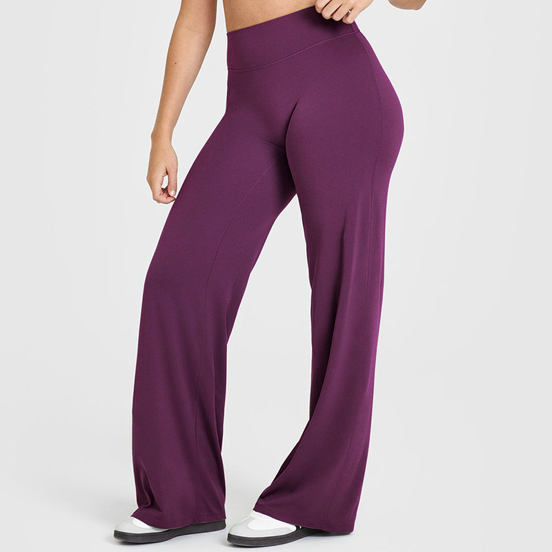 Active Wear Fitness Women Yoga Pants Wide Leg Gym Leggings High Waisted Butt Lifting Flared Yoga Leggings Solid Pattern