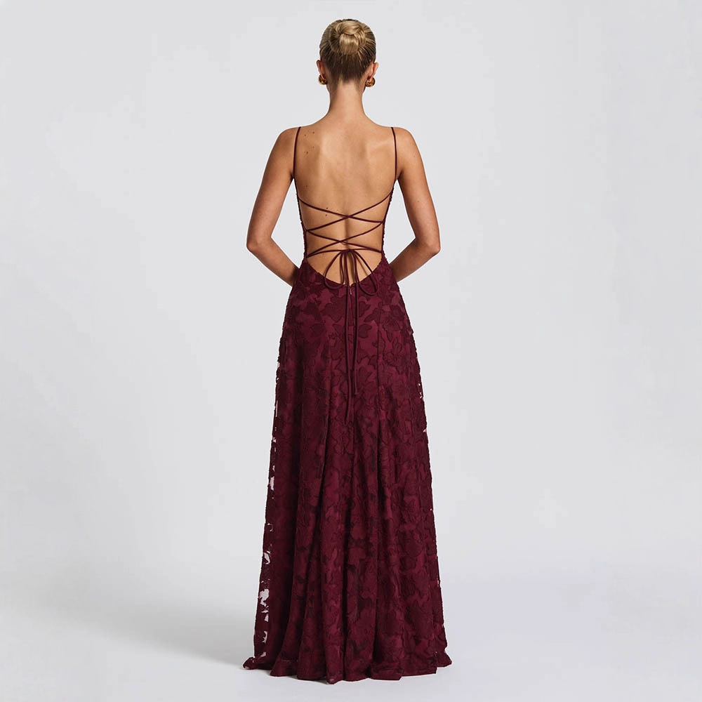 Cross-border for European American-style Autumn Women's Sexy Slip Dress Polyester Wrinkle-Free Long Extra-Large Flared Skirt