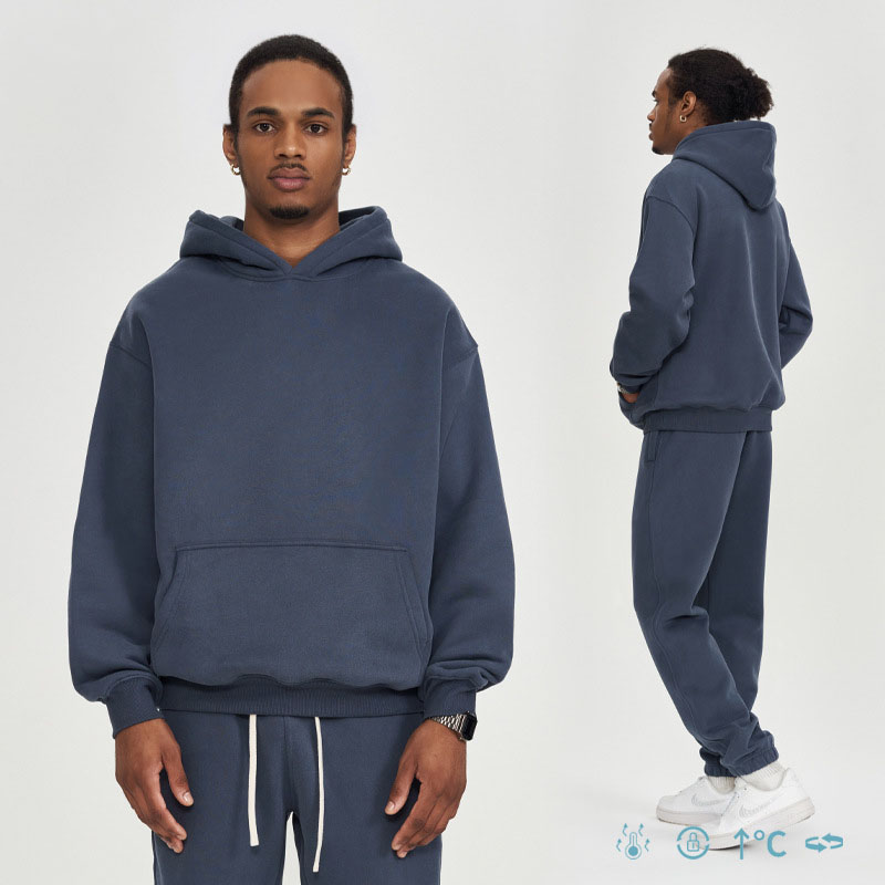 High Quality Unisex 350G Hoodie Set Oversized Solid Color Pullover Loose Jogging Sweatsuit Plus Size Sweatpants And Hoodie Set