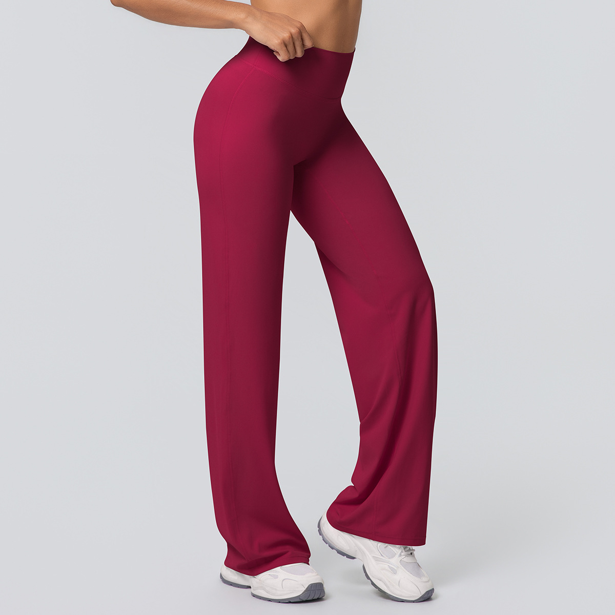 Women's New Double Brushed Solid Color High Waist Loose Breathable Yoga Wide Leg Pants, Running Fitness Flared Pants