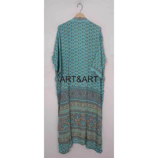 Women's Comfortable Soft Silk Maternity Shower Robe with Belt Breathable Summer Spring Vintage Indian Design
