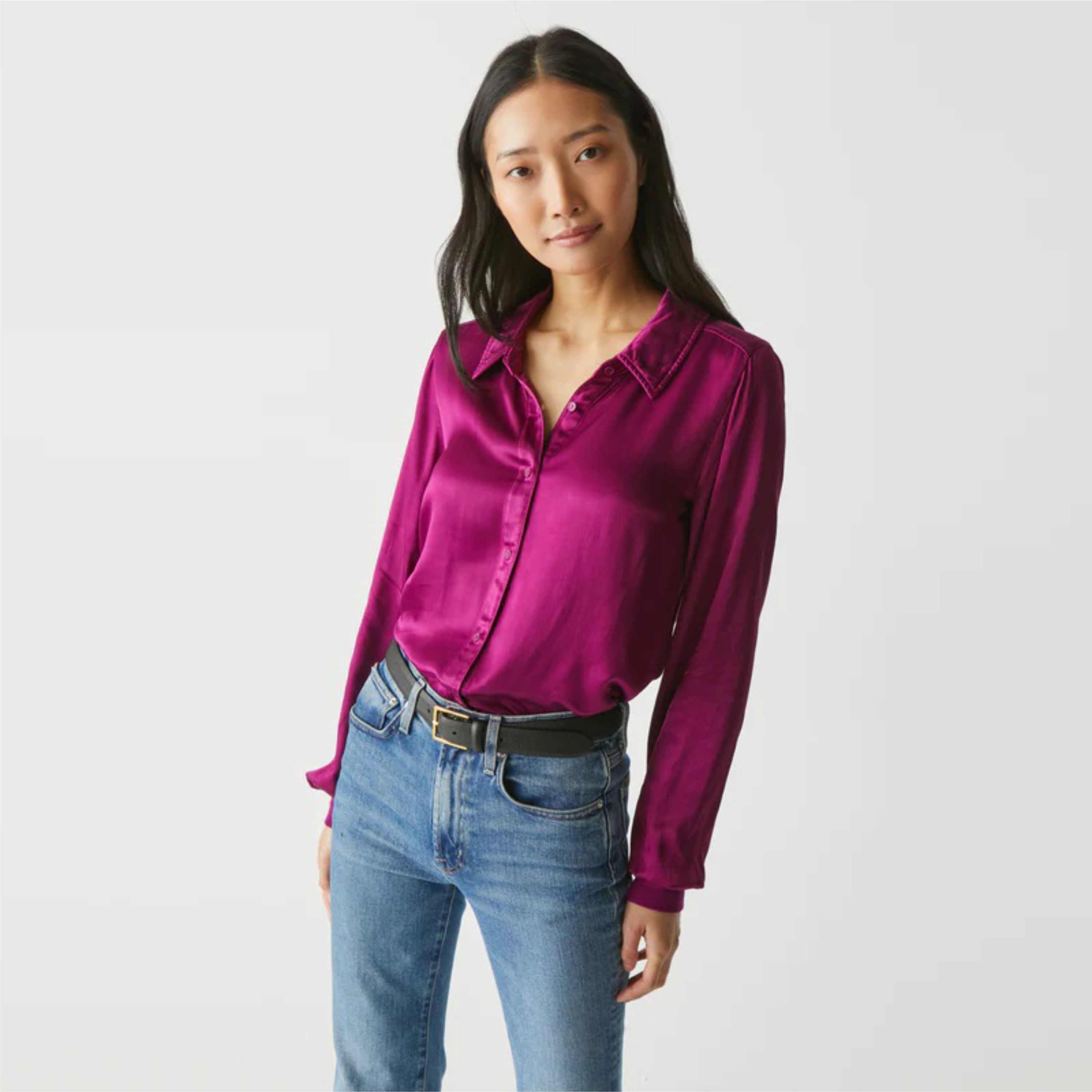 Stylish Women's Satin Blouse - Smooth and Silky Texture, Ideal for Professional and Casual Wear, Comes in a Variety of Shades