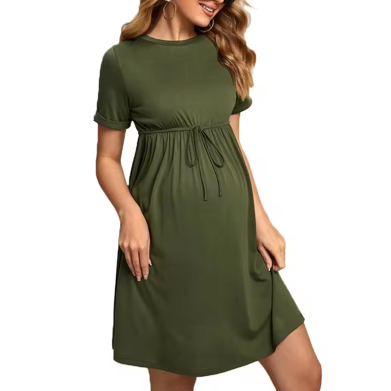 Customized Round Neck Loose and Comfortable Maternity Wear. Ladies Home Casual Maternity Dress