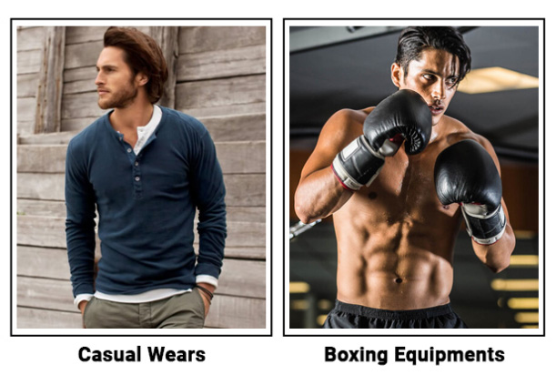 Casual Wear and Boxing Equipments Categories