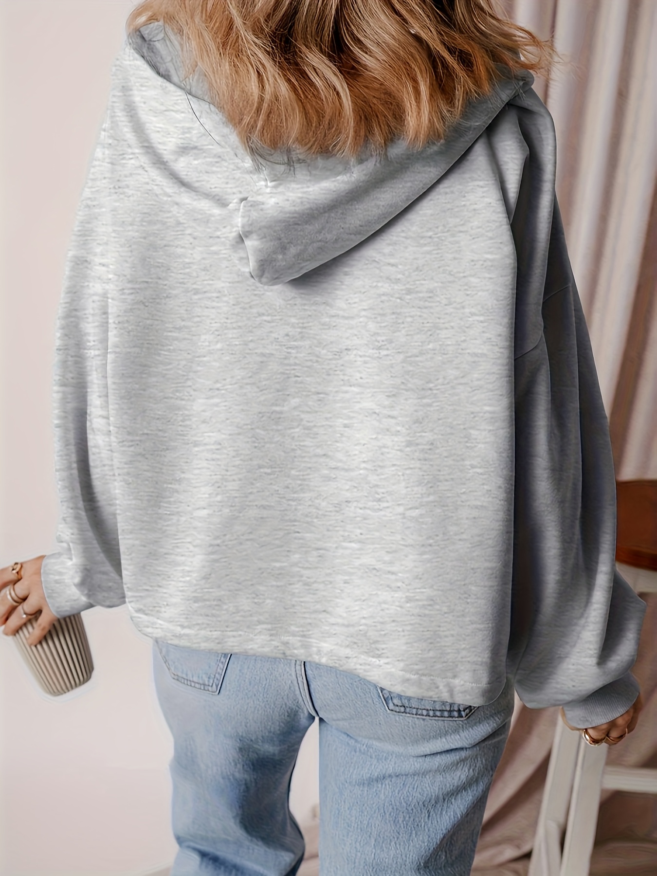 2025 Plus Size Loose Streetwear Breathable Hoodie for Women Half-Zip Kangaroo Pocket Winter Autumn