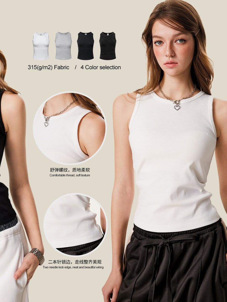2025 Summer Sleeveless T-Shirt for European American Women Slightly Overweight Sweet Spicy Slim Fit Design Wearable Women's