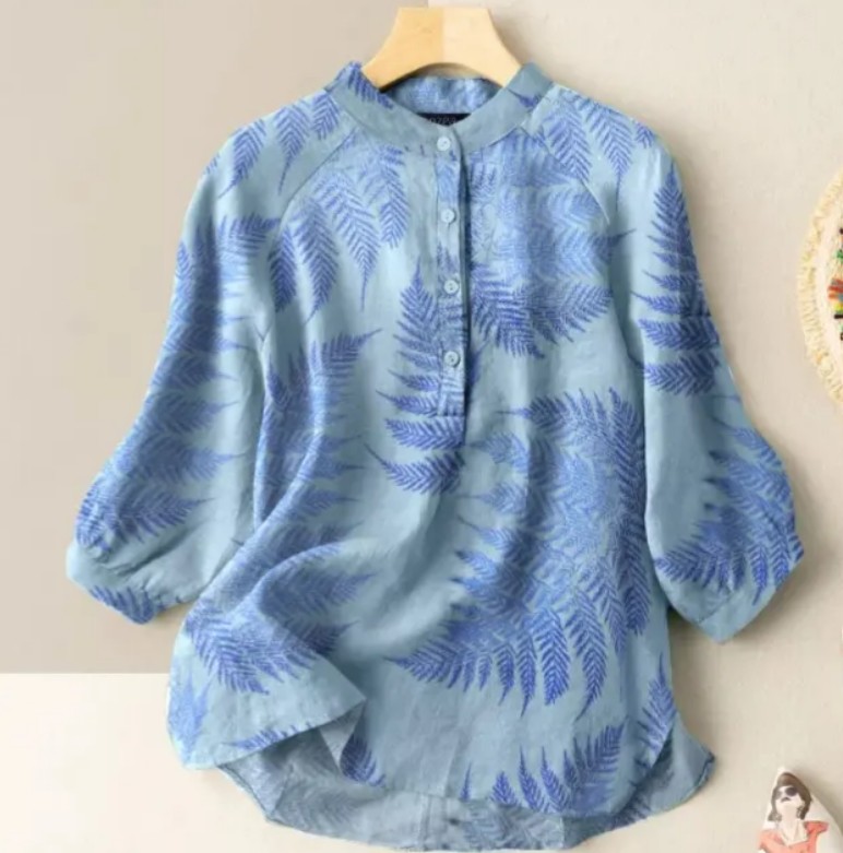 Ladies Muslim Casual Loose Evening Dress Printed Women's Short Sleeved Shirt Top Shirt