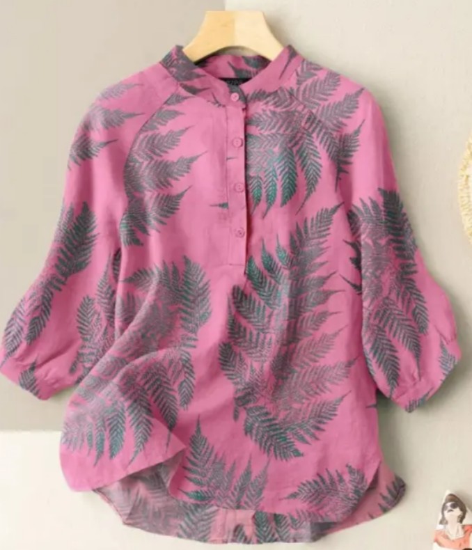 Ladies Muslim Casual Loose Evening Dress Printed Women's Short Sleeved Shirt Top Shirt