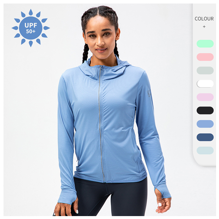 UPF 50+ UV Sun Protection Jacket Women Zip up Hoodie Long Sleeve Breathable Outdoor Clothes Fishing Running Jacket