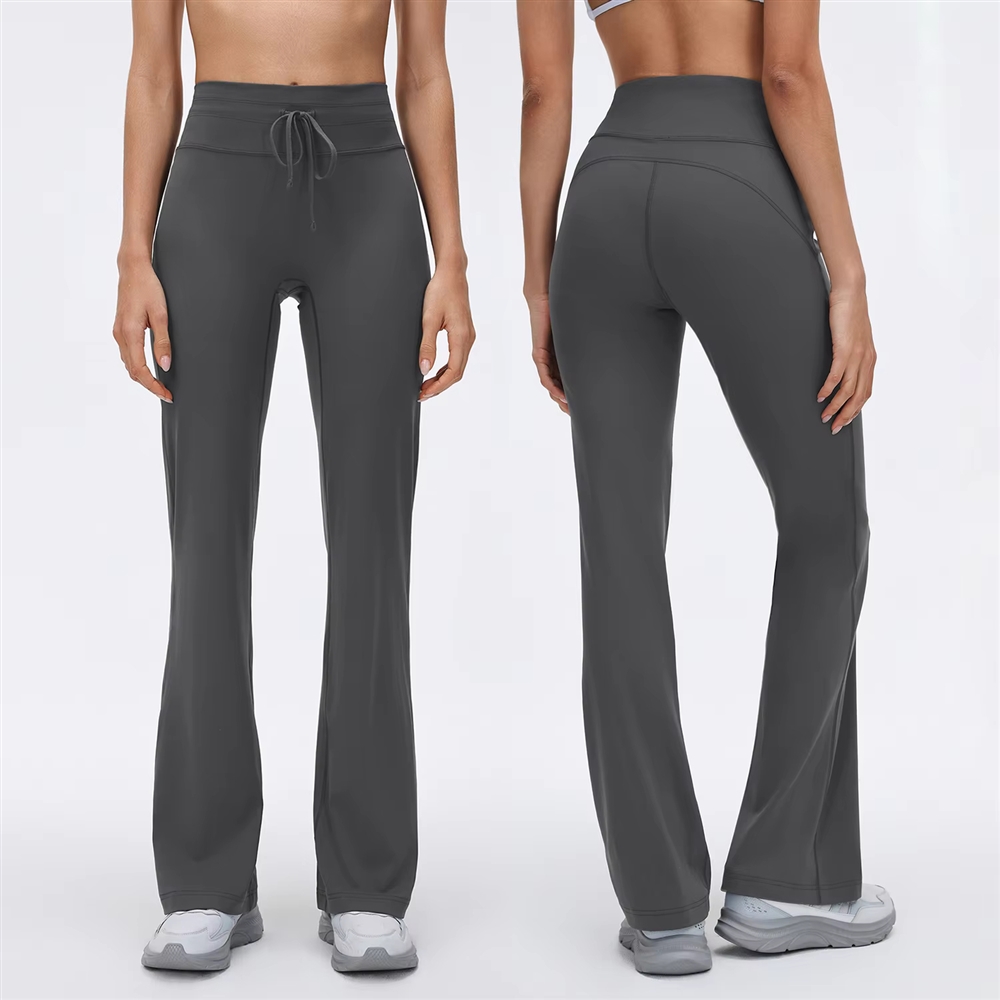 New Trendy High Waist Tummy Control Spandex/Nylon Flared Pants Casual Long Women's Running Slimming Yoga Fitness Pants