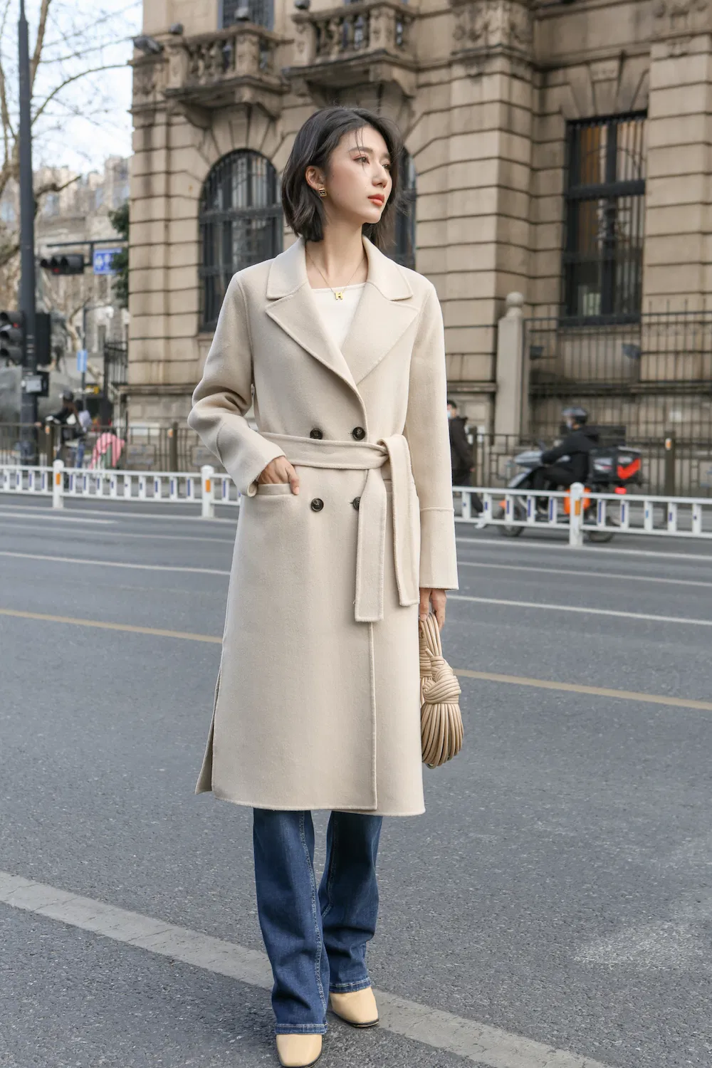 Women Wool Polyester Coat Fabric Women's Trench Coats