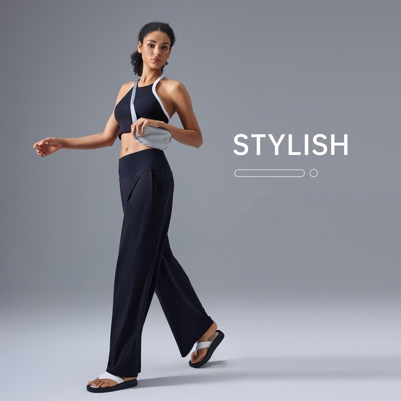 Xsunwing Custom Logo Yoga Pants Women High Waist Wide Leg Sports Casual Pants Running Wholesale Gymwear Fitness Clothing WD25101