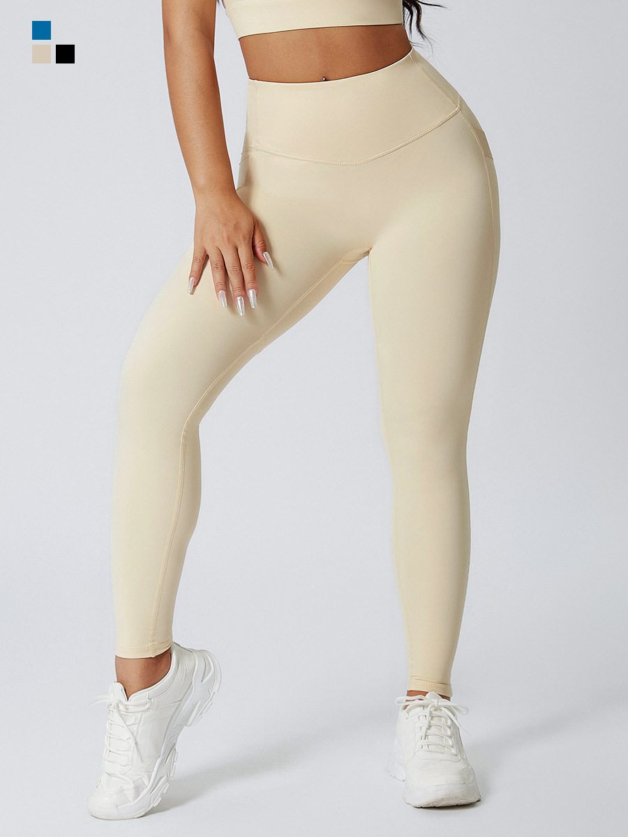 Customizable Women's Full Length Wrinkle-Resistant Solid Pocket Yoga Tight Pants High Waist Breathable Spandex/Nylon Fitness