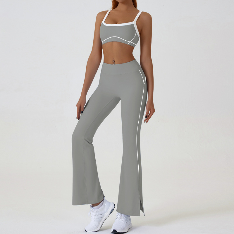 Women's Lightweight Sports Fitness Yoga Set High Elasticity Breathable Bra Leggings Comfortable Sports Clothing with Front Logo