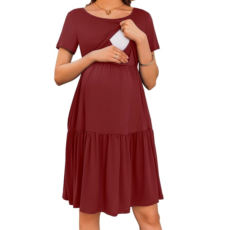Wholesale Comfortable Maternity Dresses for Pregnant Women Breastfeeding Clothing Stretchable Maternity Wears Breathable