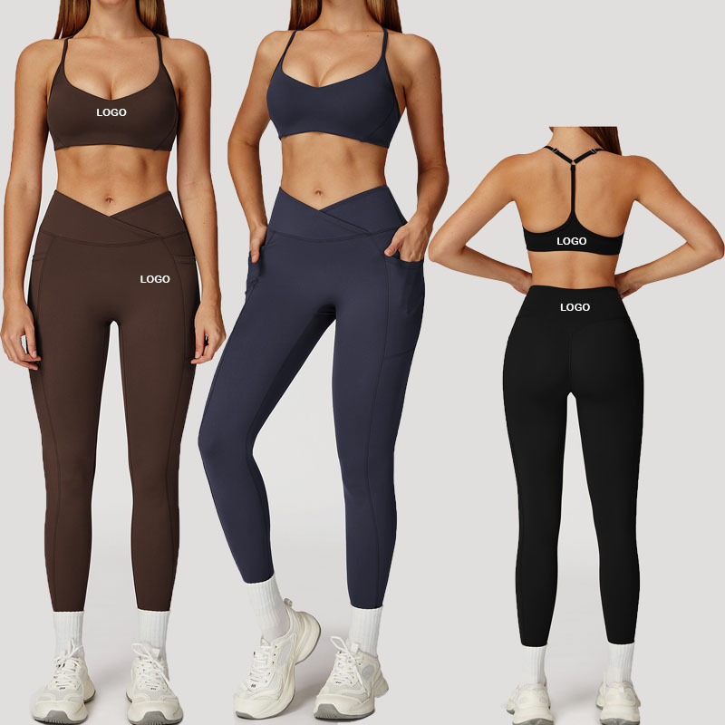 Wholesale Women's sports set Workout Two Piece Yoga Suit Gym Clothes Activewear Tracksuit fitness yoga sets for women gym