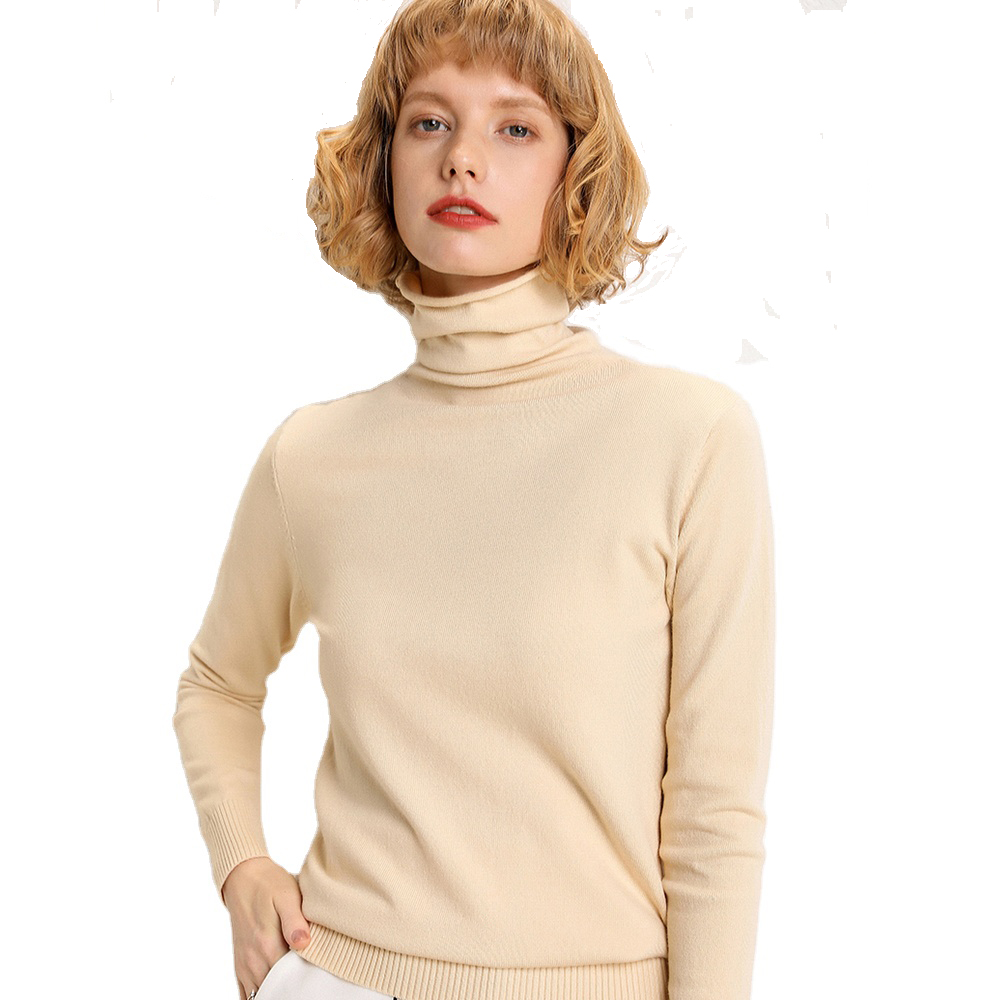 Wholesale Custom LOGO Sweater for Women Long Sleeve Turtleneck Ladies Clothes Girl Knitted Pullover Sweater Women