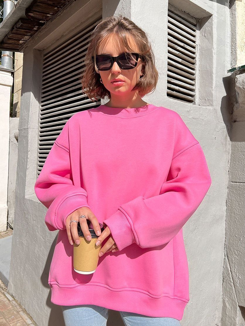 Women's Hoodies Sweatshirts Autumn New Street Style Oversize Fleece Pullover Sweater Solid Loose Oversized Hoodie