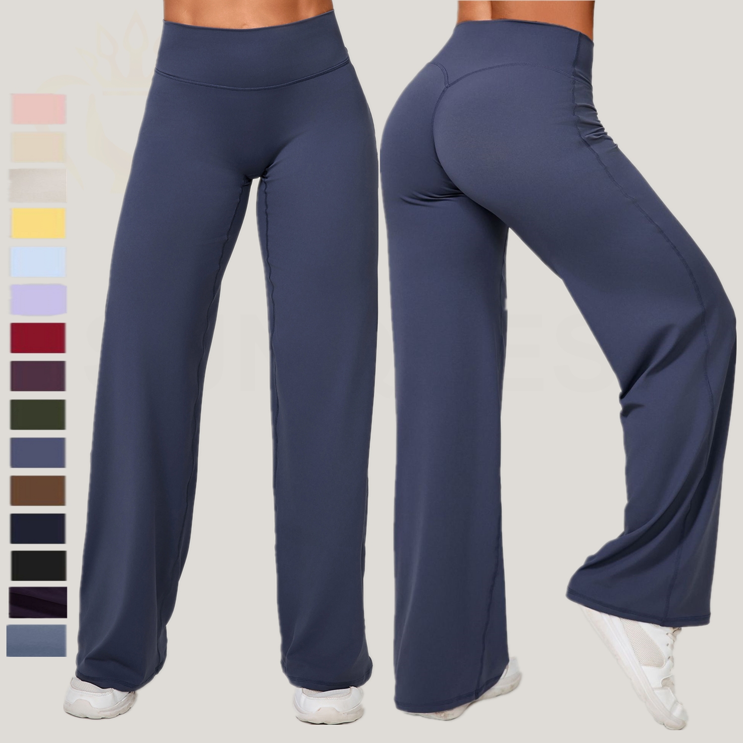 Fast Shipping Straight Leggings Bottoms Wide Leg Pants for Women High Waist Stretch Casual Sweatpants