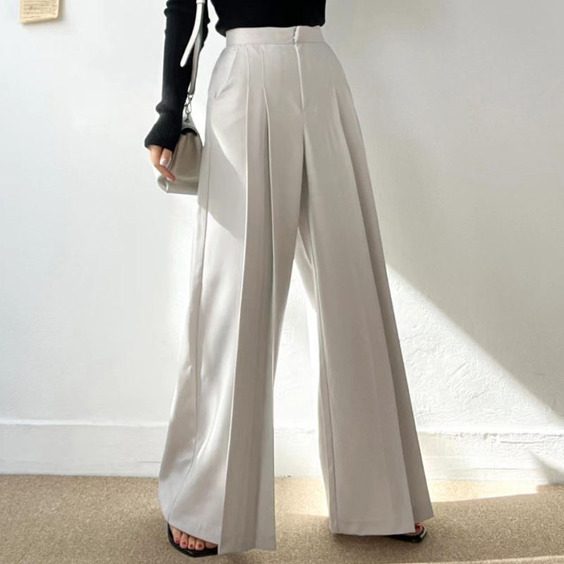 Wholesale Spring New High Waist Women Pants Blank Workout Slimming and Draping Feel Loose Retro High End Casual Women's Pants