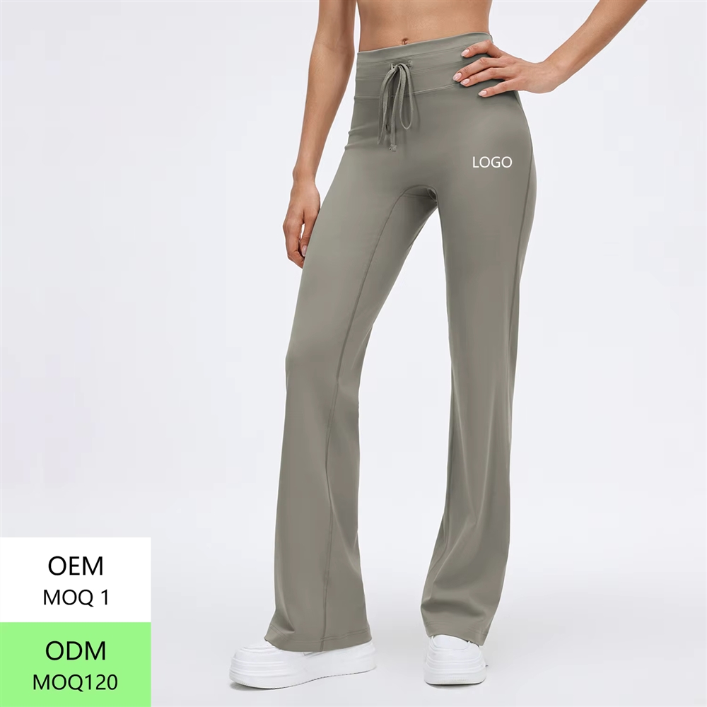 New Trendy High Waist Tummy Control Spandex/Nylon Flared Pants Casual Long Women's Running Slimming Yoga Fitness Pants
