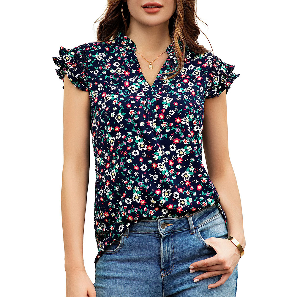 2025 New High Quality Cheap Price Solid Chiffon Short Sleeve Plus Size Button Front Women's Blouse High Street Style Quick Dry